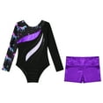 thumbnail image 5 of Alvivi Girl Long Sleeve Leotard for Dance Gymnastics Ballet One Piece Unitard with Sparkly Shorts  6, 5 of 7