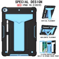 iPad 10.2 2020/2019 Case, Dteck iPad 8th Generation Case, iPad 7th Generation Case, Heavy Duty Shockproof Rugged High Impact Protective Case for iPad 10.2 inch 2020/2019, Black   Blue