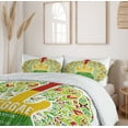 thumbnail image 6 of Ambesonne Rasta Duvet Cover Set, Reggae Music Guitar, 2-Calking, Green Yellow and Red, 6 of 7