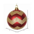 thumbnail image 2 of Vickerman 6" Paillettes Accents Chevron Boule Ornement de Noël en Rouge Mat/or, 2 of 2
