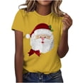 thumbnail image 2 of Haivin Women's Santa Claus Print T-Shirt, Short Sleeve Round Neck Cotton Top, Casual Christmas Graphic Tee for Holiday Party and Daily Wear, 2 of 3