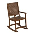 thumbnail image 2 of Wood Rocking Chair, Patio Rocker with PU Seat - Rubber Wood Frame, Indoor/Outdoor Relaxation, 2 of 8
