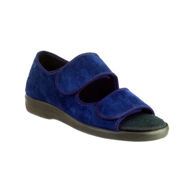 GBS Brompton - Zapatillas de estar por casa con puntera abierta para mujer (Azul marino)