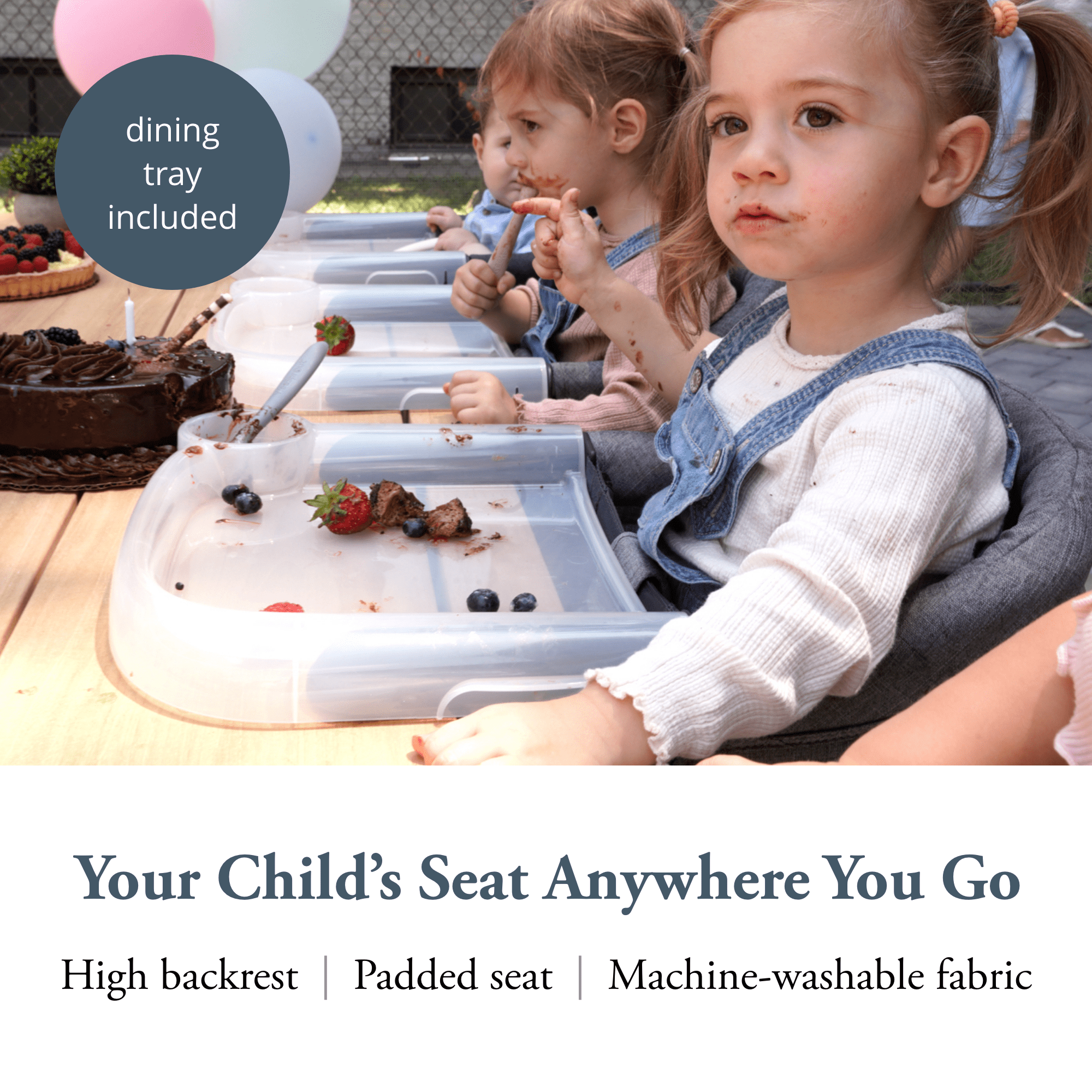 Inglesina - Fast Table Chair with Fast Tray: Hook On Portable High Chair for Babies and Toddlers, Damage Free Travel Booster Seat for Restaurant Use - Includes Snap On Tray, Stone Gray Mélange