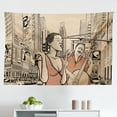 thumbnail image 1 of Jazz Music Tapestry, Illustration of Musical Instruments Sketch Style Art Trumpet Piano Guitar, Fabric Wall Hanging Decor for Bedroom Living Room Dorm, 2 Sizes, Beige Black, by Ambesonne, 1 of 1