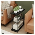 thumbnail image 2 of Side Table, 3-Tier End Table, Narrow Sofa Table Bedside Table for Living Room, Study, Bedroom, Small Nightstand with Storage Shelf and Fence,Black, 2 of 2