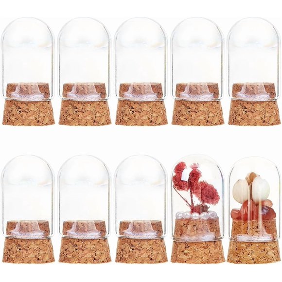 BENECREAT 10Pcs Pearlescent Glass Jars Bottles Dome, Dome Cover Decoration Bottles with Cork Stoppers for Mother's Day Wedding Party Favors, Arts and Small Projects, Home Decoration