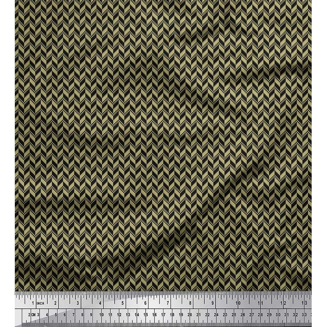 Soimoi Moss Georgette Fabric Herringbone Small Printed Fabric 1 Yard 42 Inch Wide
