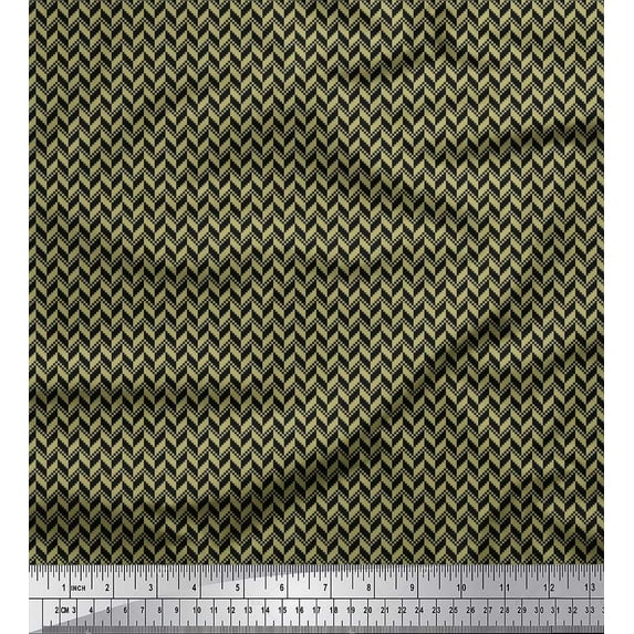 Soimoi Cotton Duck Fabric Herringbone Small Print Fabric by The Yard 56 Inch Wide