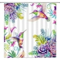 thumbnail image 2 of Hummingbird Floral Shower Curtain Purple Tropical Colorful Succulents Calla Lily Bird Green Leaf Spring Summer Natural Garden Polyester Fabric Bathroom Curtains Set with Hooks 70x70 Inches, 2 of 3