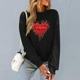 thumbnail image 5 of ClodeEU Women's Valentine's Day Sweatshirt,Cute Heart Print Crew Neck Long Sleeve Pullovers Black,Womens Plus XL, 5 of 5