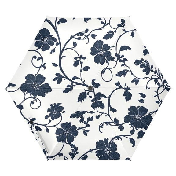ALAZA Retro Floral-a2 UPF 50 Compact Folding Umbrella for Rain Travel Umbrella Packable