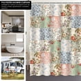 thumbnail image 3 of Dznils Floral Shower Curtain with Hooks, Farmhouse Patchwork Fabric Bathroom Curtain, Pink, 72" x 72", 3 of 9