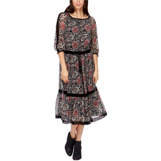 Lucky Brand Vestido Midi Campesino para Mujer, Negro, Mediano Lucky Brand Campesino