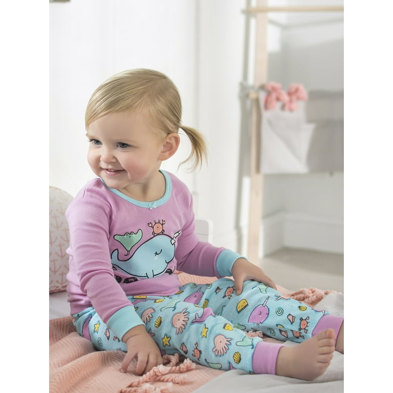 Gerber Childrenswear by Gerber Short Sleeve & Long Sleeve Crew Neck Narwhal  Pajamas (Toddler's) 4 Piece Set