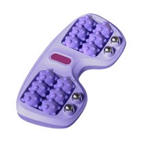 Reflexology Foot Roller Portable Acupressure Massager for Plantar Fasciitis - Dual Foot Pressure Point Pain Stress Relief Improved Circulation Home Office Purple 1PC