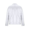 thumbnail image 3 of NoxwB Men's Casual Solid Color Regular Fit Faux Leather Jacket Fall Winter Fashion Work Coat Lapel Zip Up Long Sleeve Windbreaker with Pockets White L, 3 of 4