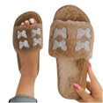thumbnail image 4 of Zapatilla de felpa para mujer con lazo plano y zapatilla de casa, chanclas para interior Wmkox8yii hj789, 4 of 4