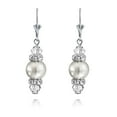 thumbnail image 2 of Bling Jewelry Womens Bridal Crystal Simulated Pearl Dangle Earrings Pink Grey, 2 of 4