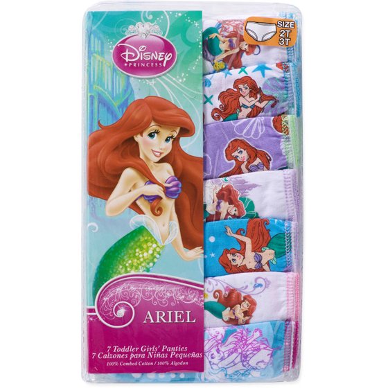 Disney Little Mermaid Ariel Toddler Girls Underwear, 7 Pack