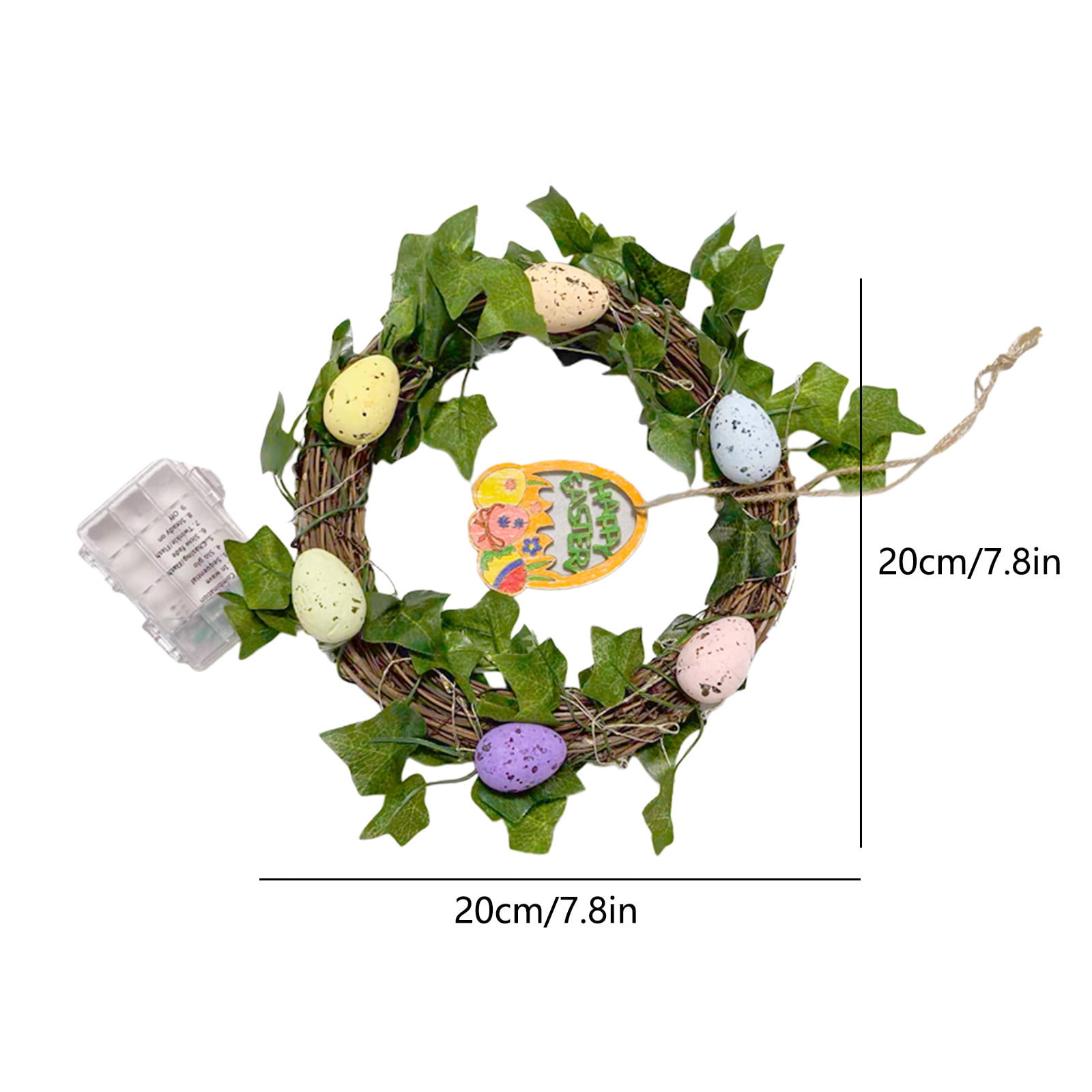 Light Up Easter Wreath with Remote, Battery Operated DIY Paint Your Own Easter Egg & Bunny Rabbits Wreath for Door Spring Holiday Decor