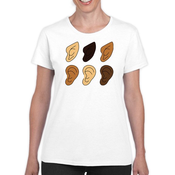 Human And Elf Ears Collage T-Shirt Women -Smartprints Designs, Female Large