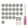 thumbnail image 1 of Pack Of 25 Diamonds Cutting Discs 22mm For Dremels Rotary Tool Diamonds Disc Set With 4 Mandrels For Stone Glass Tile, 1 of 5