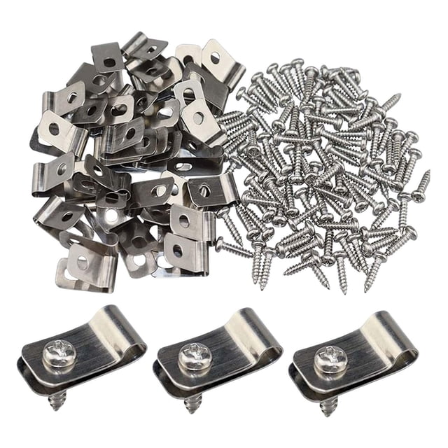 Abrazaderas de alambre para valla 100x, Clips de gestión de cables, herramientas, soporte de cable duradero con tornillos de 100 uds, alambre 304 inoxidable CUTICAT Abrazaderas de alambre de cerca