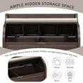thumbnail image 5 of EUROCO 41.9" Rustic Storage Bench, wood Entryway Multifunctional Storage Bench with Armrests, Safety Hinge, Lift Top Storage and Removable Upholstered Seats for Living Room, Hallway, Espresso, 5 of 9