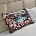 thumbnail image 2 of Ambesonne Lake Knitted Quilt Pillowcover, Spring Joy Landscape Orchids, 36"x20", Pink Brown and Cadet Blue, 2 of 2