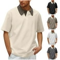 thumbnail image 5 of Chiccall Mens Plus Size Colorblock Shirts Casual Fashion Loose Short Sleeve Tee Tops Beige XL, 5 of 5