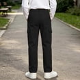 thumbnail image 5 of Nugftut Cargo Pants for Boys, Multi‑Pockets Elastic Waist Casual Outdoor School Pants for Boys,Black,Sizes 5-6, 5 of 8