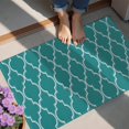 thumbnail image 4 of Teal Geometric Quatrefoil Pattern Door Rugs,Washable Non Slip Door Mats Indoor,Decorative Door Mats,Entry Mat Indoor for Entrance,Bedroom,Kitchen,Bathroom,20"x32", 4 of 6