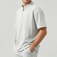 thumbnail image 3 of FRSASU Men's Quarter Zip Athletic Shirt Loose Fit Breathable Workout Top Casual Short Sleeve Performance Training Tee Gray, 3 of 5