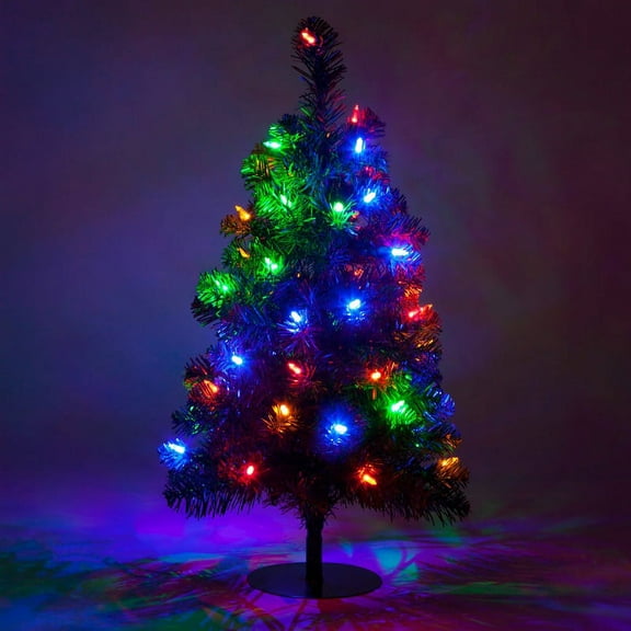 Red Sleigh Pathway Christmas Tree Light, Mini Outdoor Christmas Tree - Pathway Light Christmas Driveway Light Outdoor (One 2 ft Tree, 50 Multicolor LED Lights)