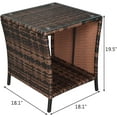 thumbnail image 2 of BOBOKY Outdoor Wicker Side Table Patio Side Tables for Outside, Tempered Glass Top Wicker Table with Storage End Table for Balcony Porch Deck, 17.8"D x 20"W x 17.8"H,Brown, 2 of 7