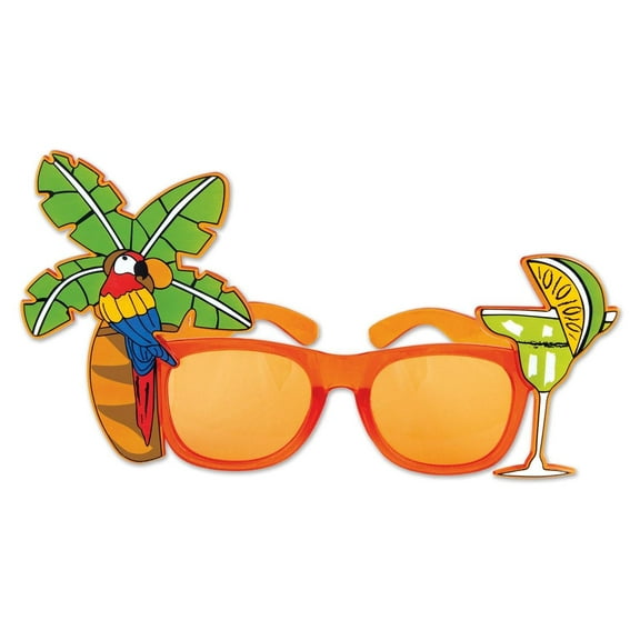 6 Pack Beistle Luau Party Palm Tree/Parrot Fanci-Frame Glasses