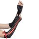 thumbnail image 4 of Steampunk Lace Up Elbow Length Gloves Punk Satin Gloves Half Finger Party Gloves Fingerless Arm Warmer for Prom, 4 of 4