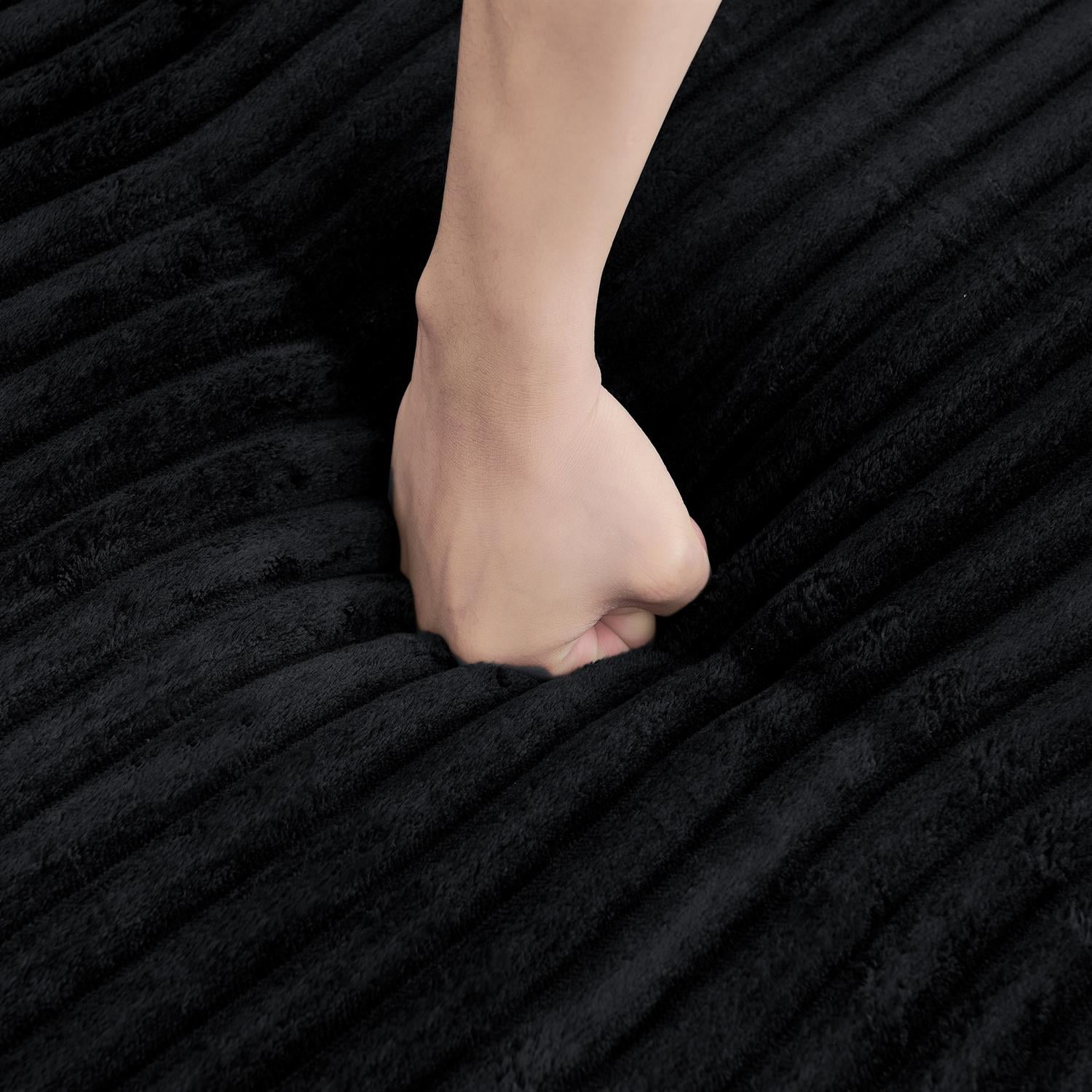 Demi Bonn 111" L Shaped Modular Sectional Sofa, Modern Corduroy Couch with Comfy Left Seat, Unfolds into Bed for Living Room, Black