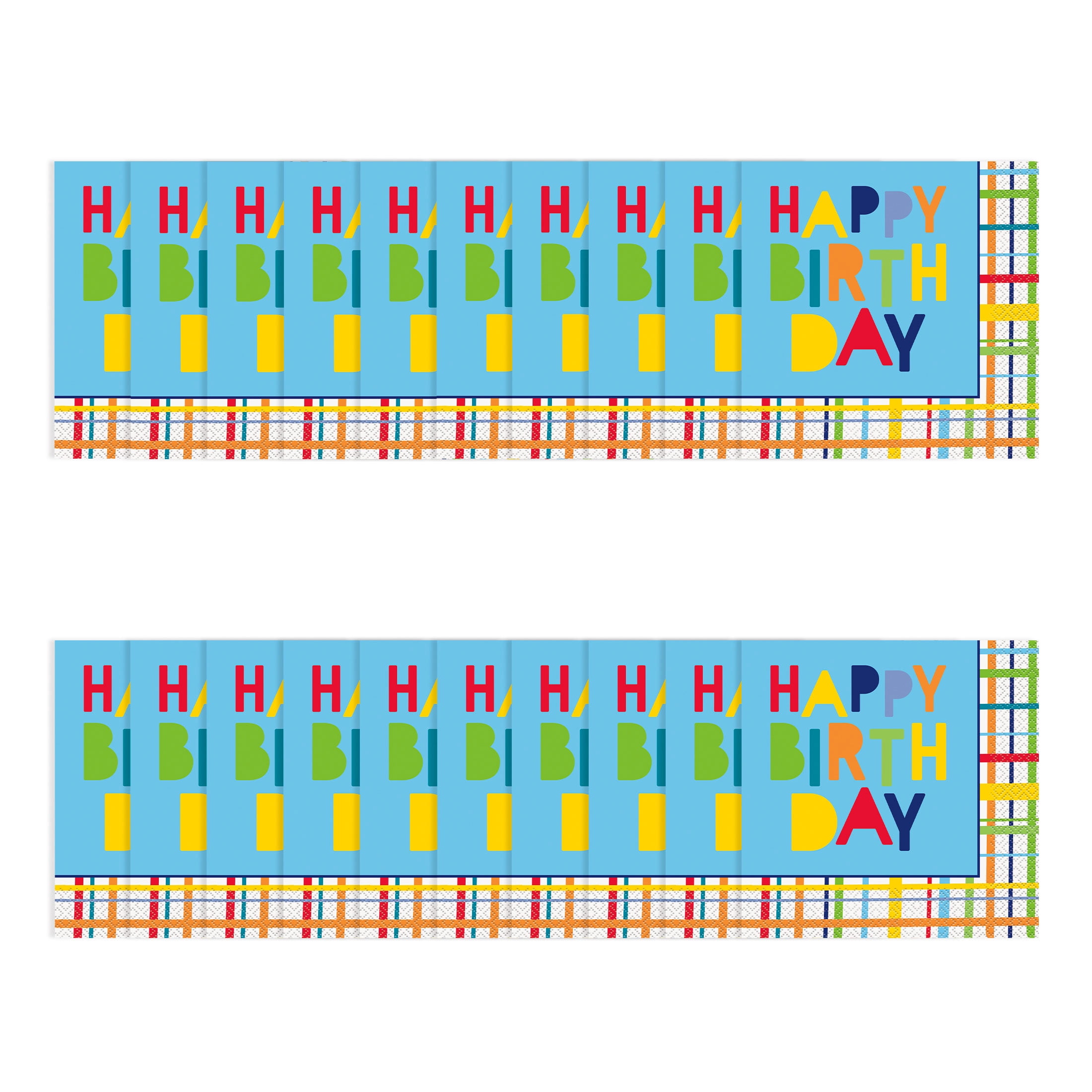 12.75" x 12.75" Disposable Multicolor Happy Birthday Paper Napkins, 20 Pieces, by Way To Celebrate