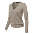 thumbnail image 3 of FashionOutfit Women's Basic Solid V-Neck Button Closure Long Sleeves Sweater Cardigan, 3 of 6