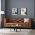 thumbnail image 2 of Noble House Tamarisk Sofa, Cognac Brown and Espresso Faux Leather, 2 of 12