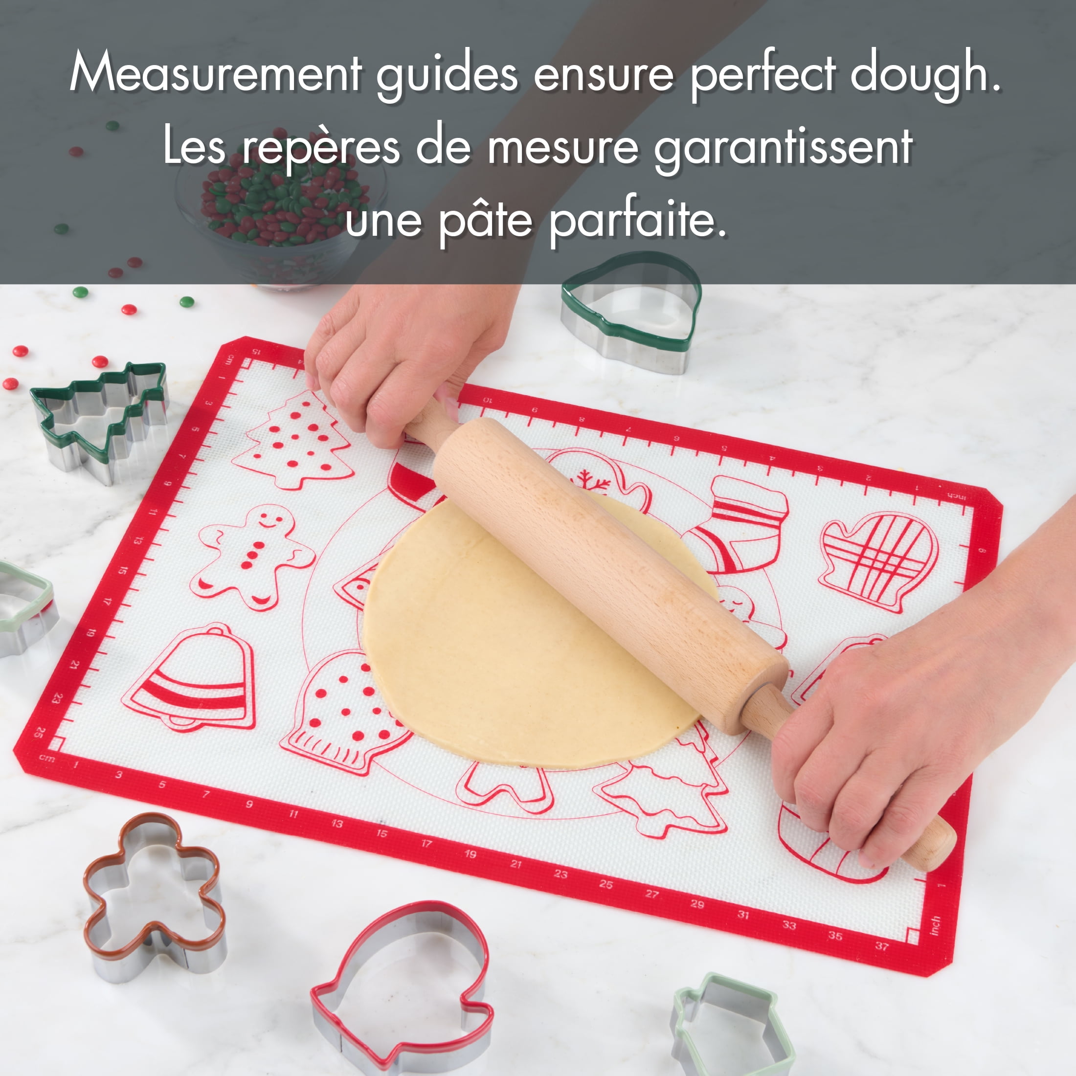 Holiday Time Silicone Baking Mat, Red and White