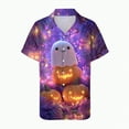 thumbnail image 5 of Towmus Womens Halloween Hawaiian Shirt Cute Pumpkin Spooky Castle Graphic Tee Magical Halloween Short Sleeve Button Up Tops, 5 of 6