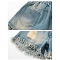thumbnail image 6 of Landzoo Toddler Girls Shorts Solid Color Elastic Waist With Pockets Summer Casual Girls Denim Shorts Size 7-8 Years Blue, 6 of 7