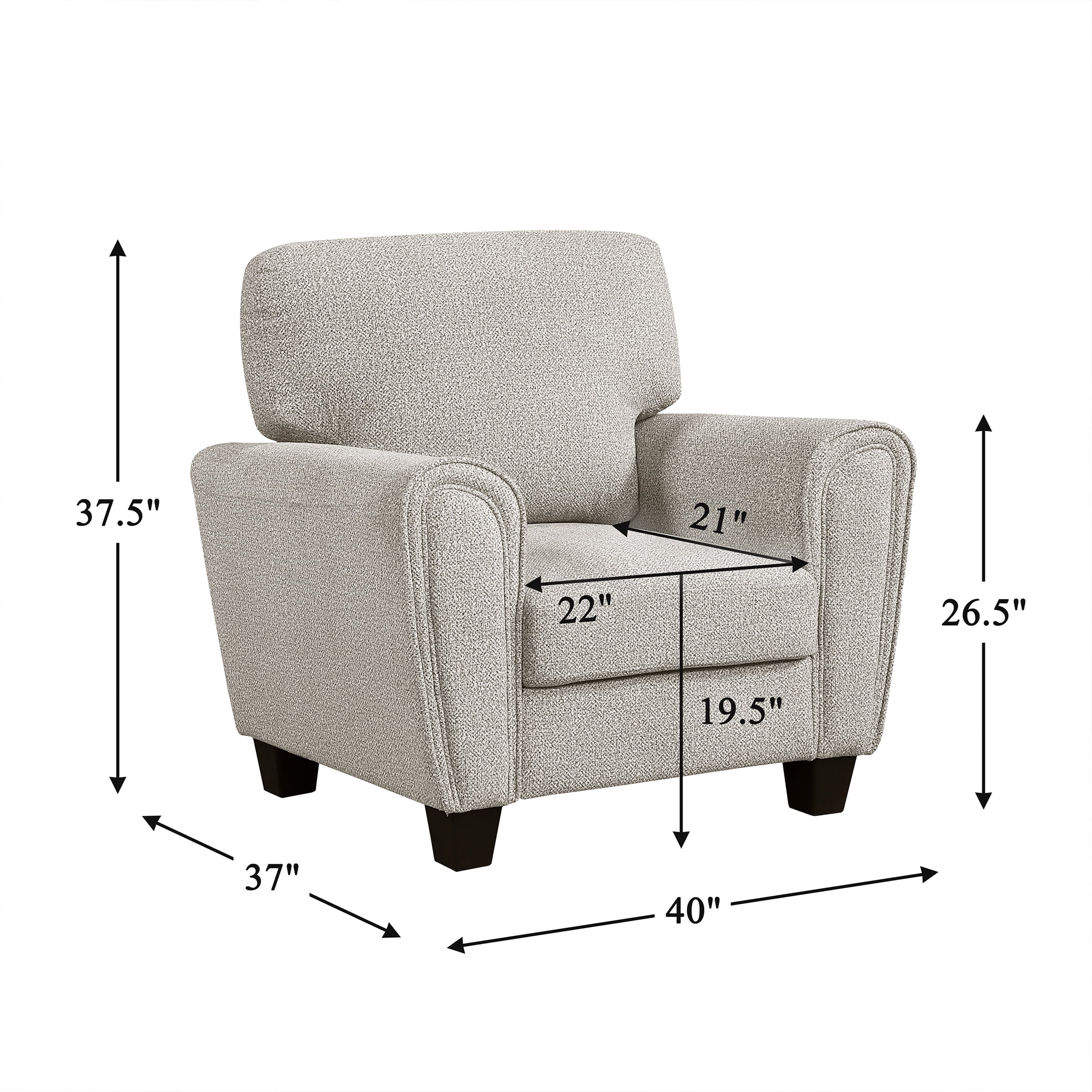 OakvillePark Nyra Chenille Accent Chair, Gray