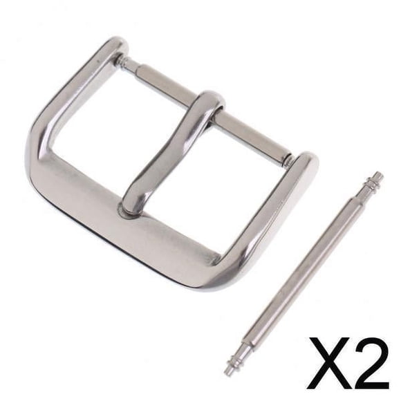 2x Hebilla de Rosca de Material Acero Inoxidable Correa de Reloj Cierre de Correa Negro / Plata 18 Mm 22 Mm 2 piezas
