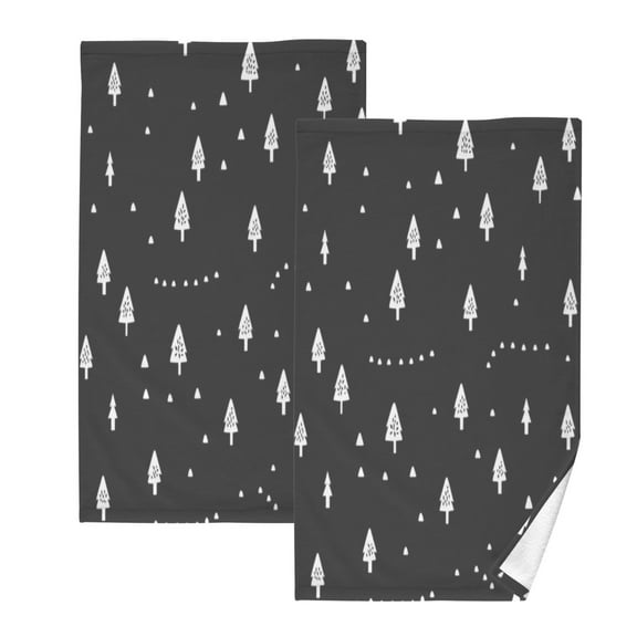 Modern Design Pattern Tree Set of 2 Pure Cotton Towels, 16'' x 28'', Highly Absorbent and Soft