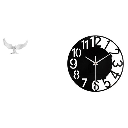 QSTDGVPW Resin Angel Sculpture with Elegant and Silent Acrylic Wall Clock for Office Home Bookshelf Hallway Decoration