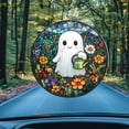 thumbnail image 2 of Window Hanging Acrylic Cute Ghost Suncatcher, Fun Car Decoration, Whimsical Ghost and Floral Design, Ideal Gift for Halloween or Ghost Lovers, 2 of 3